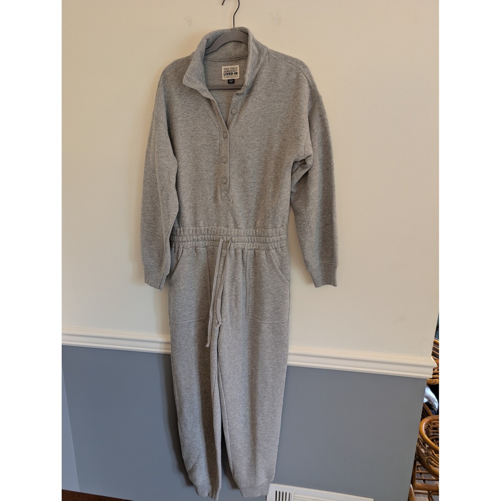 American Eagle Seriously Lived-In Gray Fleece Jogger Jumpsuit Small lounge